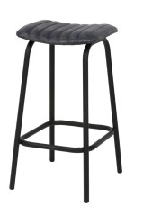 BARSTOOL LEATHER GREY STITCHED 